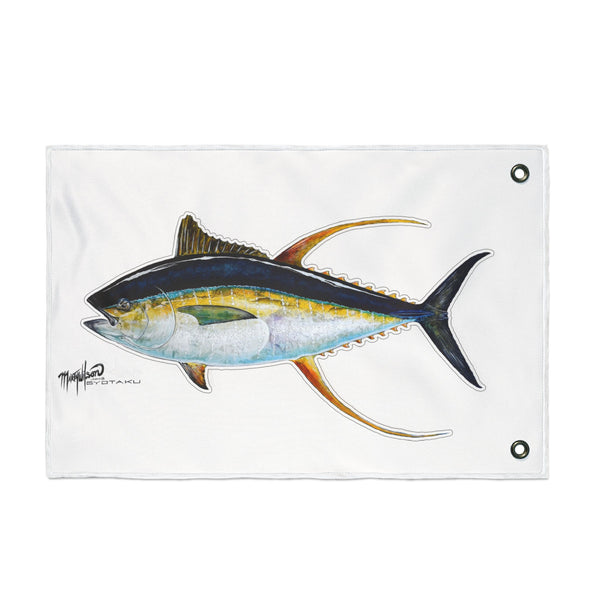 Yellowfin Tuna Nautical Flag — Double-Sided Fishing Boat RIGGER TUNA FLAG..By Marine Artist Marty Wilson